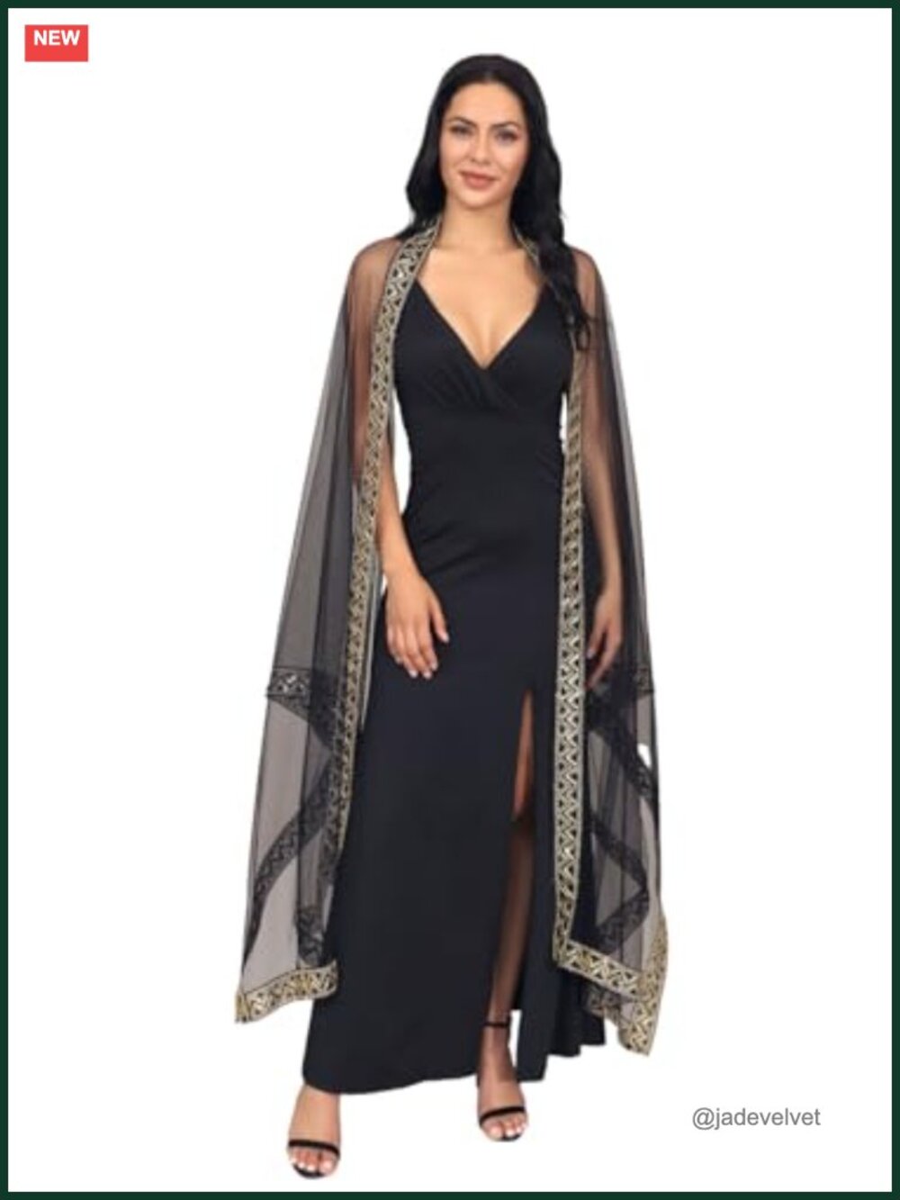 Black Tulle Sequin Cloak Cape Witch Cosplay Halloween